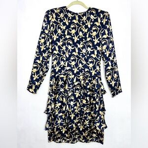 Maggie London by Jeannene Booher Vintage 80’s Tiered 100% Silk Dress 8